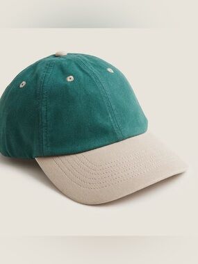 NWT J. Crew Two-Tone Washed Canvas Baseball Hat Graffiti Green CM292 OS